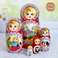 Матрешка деревянная детская развивающая игрушка для детей сортер сказка Репка 5 мест 18 см Орнамент