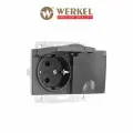 Встраиваемая розетка двойная влагозащ. с зазем. с защит. крышками и шторками Werkel W1172204 графит рифленый IP44