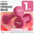 Гантели 1 кг 2 штуки неопреновые PROIRON, набор для фитнеса, розовые