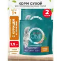 PURINA ONE для взрослых стерилизованных кошек живущих дома с курицей и злаками (1,5 + 1,5 кг)