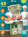 Кухня детская игровая с водой и паром WiMi, со светом и звуком, с краном, игрушечная посуда с продуктами