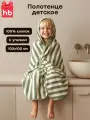 87574, Полотенце детское с капюшоном Happy Baby, махровое полотенце для малышей, для рук, лица и тела, 100х100, зеленое