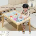 Многофункциональный детский столик для конструирования из массива дерева - Базовый + Набор для игр с водой и краном (батарейки в комплект не входят)