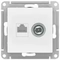 SE AtlasDesign Бел Розетка двойная ТВ + компьютерная RJ45, кат. 5Е ATN000189
