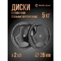 Блины для штанги обрезиненные PS-827 Perfetto Sport 5 кг 26 мм комплект 2шт