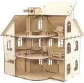 Кукольный домик с мебелью, деревянный, домик для кукол 3D EWA с Лифтом и мебелью