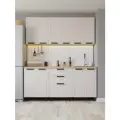 Кухонный гарнитур Орбита прямой 1,8 м, бежевый с ящиками без столешницы с фрезеровкой