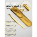 Пинцет LSP для наращивания ресниц SHORT, нержавеющая сталь, изогнутый, с чехлом, золотой