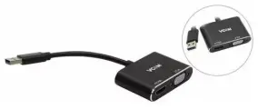 VCOM CU322M Кабель-переходник USB 3.0 (Am) --> HDMI(f)+VGA(f), Aluminum Shell