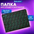 Папка для тетрадей Brauberg А4, 1 отделение, пластик, на zip-lock-молнии, Dino matrix, 272106