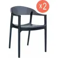 Комплект из 2-х обеденных кресел для кухни Siesta Carmen, прозрачная черная спинка, цвет черный