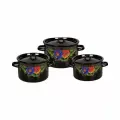 Набор эмалированных кастрюль 1,5л;2,9л;4,5л Вологда черный СтальЭмаль