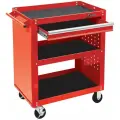 Тележка открытая оптима, 3 полки и ящик, красная мастак 520-01580MR