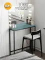 Консольный столик LOKKI loft, голубой, приставной, туалетный, металлический, деревянный, 85x80x25 см, гростат