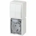 Блок розетка-выключатель двухклавишный Эра Эксперт IP54 16A 250V 11-7408-01 Б0036006