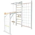 Детский спортивный комплекс для дома, игровой PERFETTO SPORT Scala in legno con rete 2 bianco-naturale PS-131