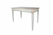 Стол обеденный нераскладной Валерия 1200x700 деревянный кухонный белый с бежевой патиной