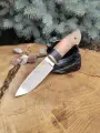 Нож охотничий Бизон с кожаным чехлом , кованная сталь х12мф, шкурник разделочный, универсальный