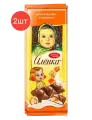 Молочный шоколад Алёнка с начинкой целый фундук и карамель, Красный октябрь, 165г 2шт