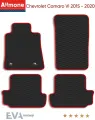 Коврики автомобильные в салон ЭВА Allmone для Chevrolet Camaro 6 (купе) 2015 - 2020, черные c красным кантом, 4шт. / Шевроле Камаро 6