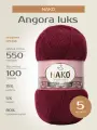 Пряжа для вязания спицами, крючком NAKO Нако Angora luks (Ангора Люкс) тонкая, шерсть мохер премиум акрил, цвет: 1238 Георгин, 5 шт. по 100 г, 550 м