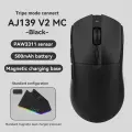 Игровая беспроводная мышь Ajazz AJ139 V2 MC, 3 типа подключения, Черная, с док-станцией, 500mAh