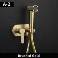 Смеситель для биде с гигиеническим душем, встроенный, латунный, однорычажная лейка для биде для горячей и цветной воды ROBERN KJ701BGA, Роскошное матовое золото