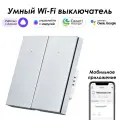 Умный выключатель ROXIMO, двухкнопочный, платиновый, SWBTN01-2P