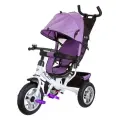 Велосипед 3-колесный, PILOT, фиолетовый, надувные колеса 12 и 10, сумка, коляска, крыша