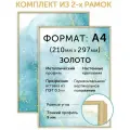 Комплект металлических рамок 21х30 (А4), 2 шт; Нельсон; цвет золотой матовый