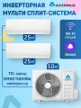 Мульти сплит-система Axioma 14 DC inverter, мощность 9+9 BTU, А++ класс, инверторный кондиционер на 50м², на 2 комнаты