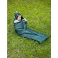 Детский спальный мешок для походов, рост до 150 см, на флисе и синтепоне, зеленый