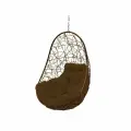 Подвесное кресло овал (без стойки), с ротангом коричневое, коричневая подушка