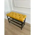 Обувница EXPERTMEBEL Мальта, с сиденьем, на металлическом каркасе, велюр, горчичная