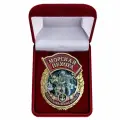 Знак участника Морская пехота в бархатистом футляре, муляж, латунь