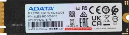 Внутренний SSD-диск ADATA Накопитель SSD A-Data PCIe 4.0 x4 500GB SLEG-860-500GCS Legend 860 M.2 2280