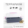 Террариум-клетка ZOOSET для улиток и мелких грызунов, 42х30,5х22,5 см, серый/сиреневый (прозрачная крышка)