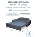 Диван кровать раскладной Майами-5 (180) независимый пружинный блок аккордеон велюр темно-серый Grand Family