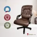 Компьютерное кресло руководителя офисное Сенат, кожаное, 150 кг, дерево, коричневое (Bruno)