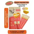Крем-лакомство Мнямс для кошек с тунцом Кацуо и креветками 15 г х 4 шт. 6 упаковок