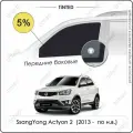 Шторки на автомобиль солнцезащитные SsangYong Actyon 2 Кроссовер 5дв. (2013 - по н. в.) на передние двери 5%, сетки от солнца в машину ссангйонг актион, Каркасные автошторки Premium