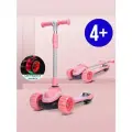 Детский трёхколёсный самокат со светящимися колёсами, для детей от 4-х лет Scooter Maxi Lights Светло-розовый