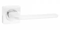 Ручка дверная межкомнатная на квадратной розетке RENZ Лана, матовый супер белый/хром блестящий