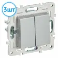 Механизм выключателя IEK SKANDY 2-клавишный проходной 10А серебряный SK-V05S SK-V22-0-10-K23 (комплект из 3 шт.)