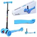 Самокат трехколесный Scooter светящиеся колеса, PU (синий)