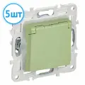 Механизм розетки с заземлением и защитными шторками и крышкой IEK SKANDY 16А IP44 мятный SK-R11G (комплект из 5 шт.)