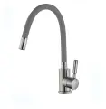 Смеситель для кухни с гибким силиконовым изливом Feinise B49133E-17 серый