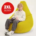 Кресло мешок Bean Joy, пуфик мешок, бескаркасное кресло, размер ХXL, мебельный велюр, желтый