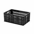 Ящик для молока, мяса, овощей и фруктов перфорированные стенки сплошное дно черный, 600х400х250 мм