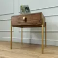 Тумба прикроватная напольная, шпон ореха 54х40х56 см на ножках золотых, Walnut